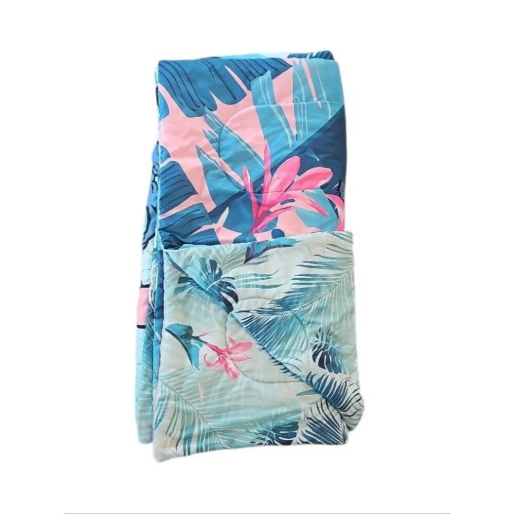 Disney Stitch Twin XL Reversible Comforter Tropical Hawaiian Blue Pink Bedding